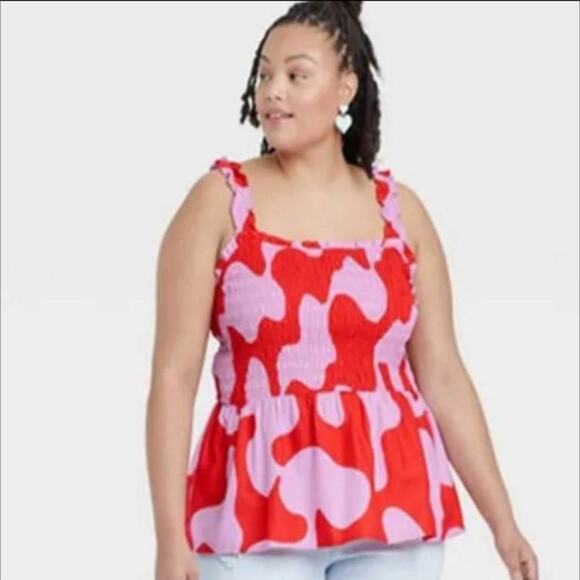 Ava & Viv Smocked Peplum Tank Top 3X NWOT - Picture 1 of 4